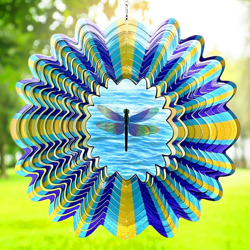 Eiryhope Dragonfly Animated Wind Spinner - 12″ Kinetic 3D Hanging Sculpture, Creates Dragonfly Animation Effect | Patio Lawn Garden Decor, Creative Gifts for Mother/Father/Women/Men - Image 1
